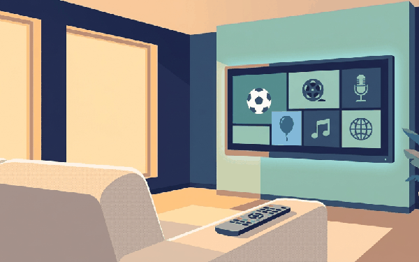 King Tv channel categories displayed on a smart TV screen in a modern Canadian living room